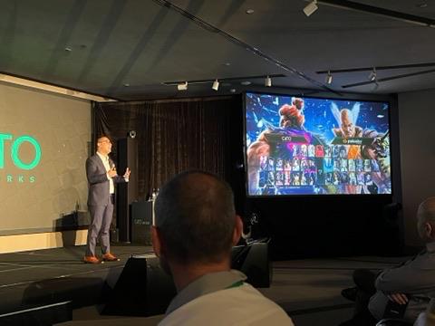 Evin Safdia presenting at Cato Networks SKO 2022