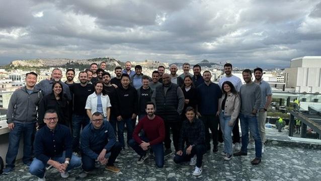 Onyx Security team at SKO 2026 in Athens with the Acropolis in the background