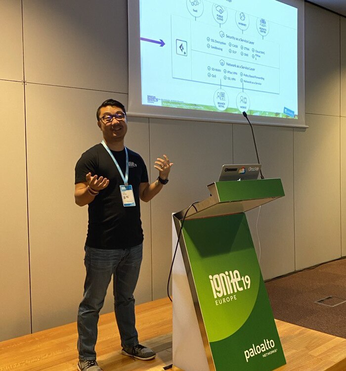 Evin Safdia presenting Prisma Access at Palo Alto Networks Ignite Europe 2019